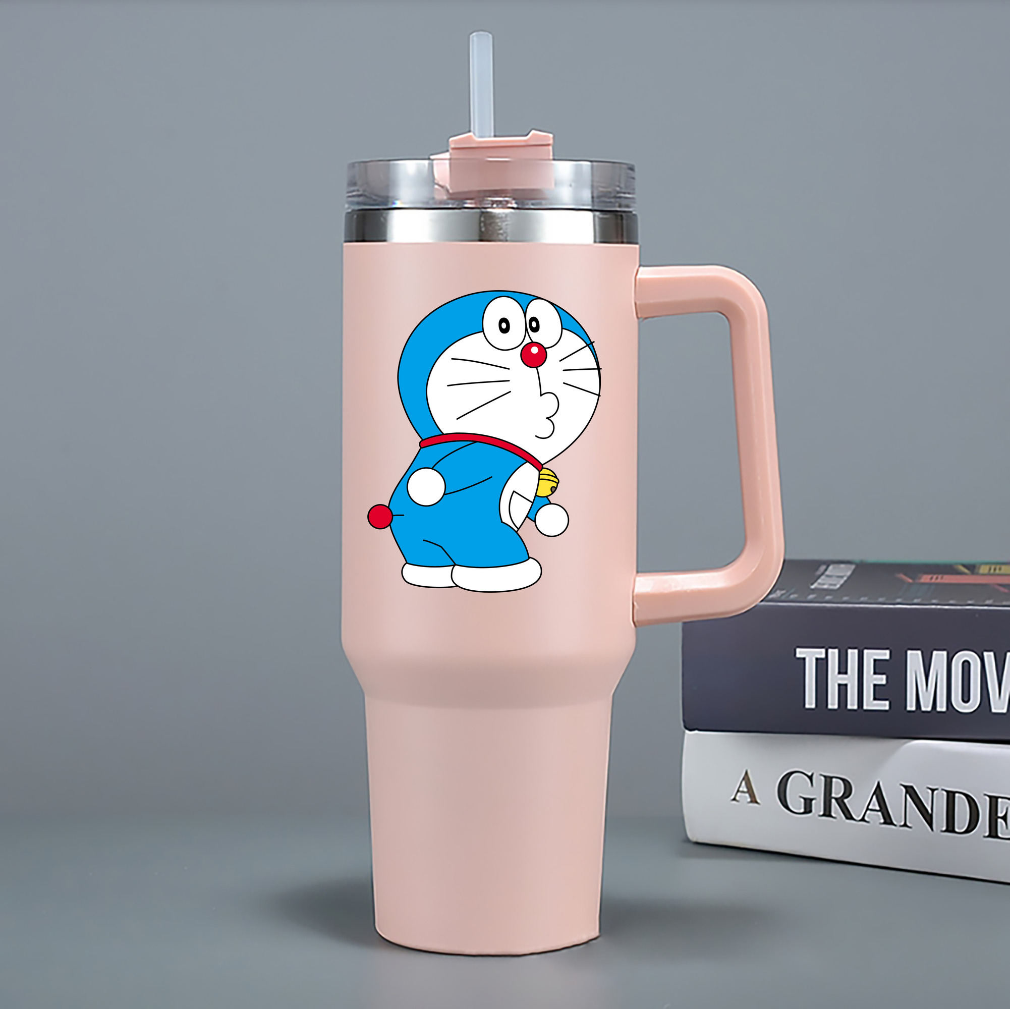 （画像用） ドラえもん Doraemon 1200mL車用タンブラー - クリスタルステッカー（プラスチックストロー付き）